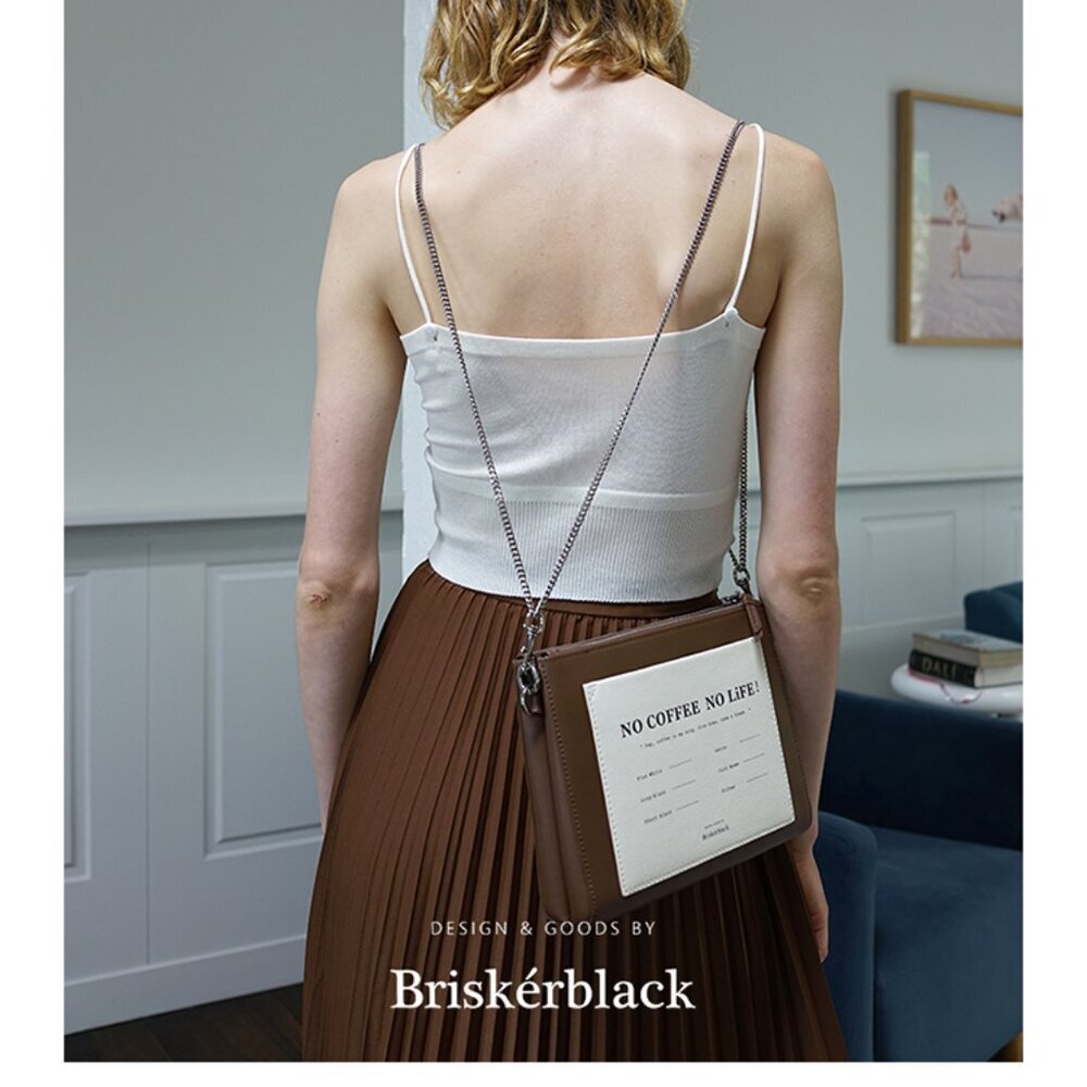 Briskerblack Slogan Crossbody Bag – "No Coffee No Life" Leather Shoulder Bag - Picture 2 of 16